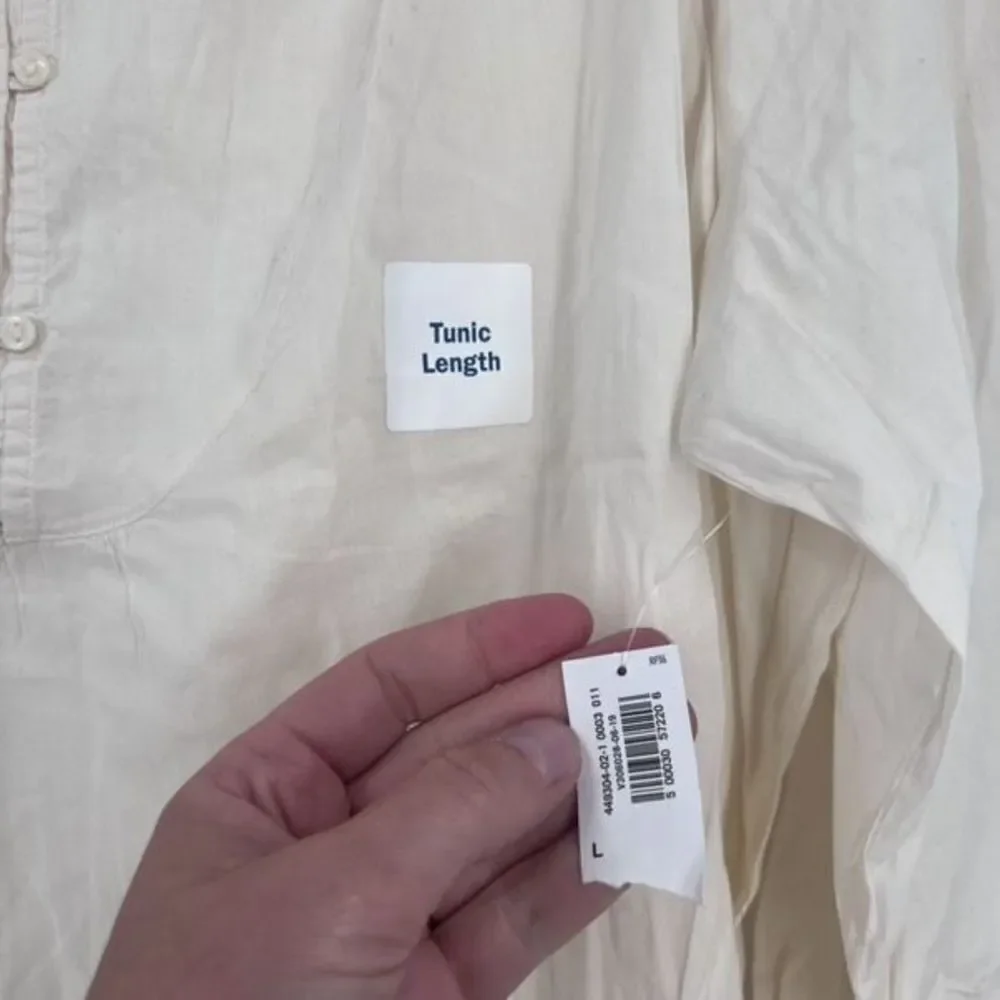 NWT Old‎ Navy Women's Puff Sleeve  Henley Tunic Blouse Off White Size Large